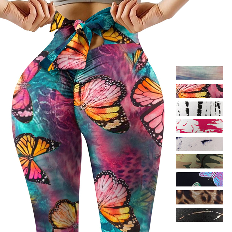 Ddmyoutdoor China Domestic Summer Sexy Women Workout Seamless Tights Trousers Fiess Gym Pants Butterfly Print Push Up Yoga Sport Leggings