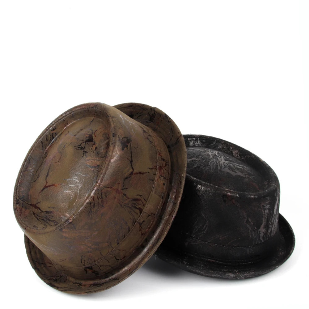 Men Flat Pork Pie Hat Fedora Hat Gentleman For Dad Bowler Church Jazz Sun Hat Big 4Size S M L XL 250108 - view 3