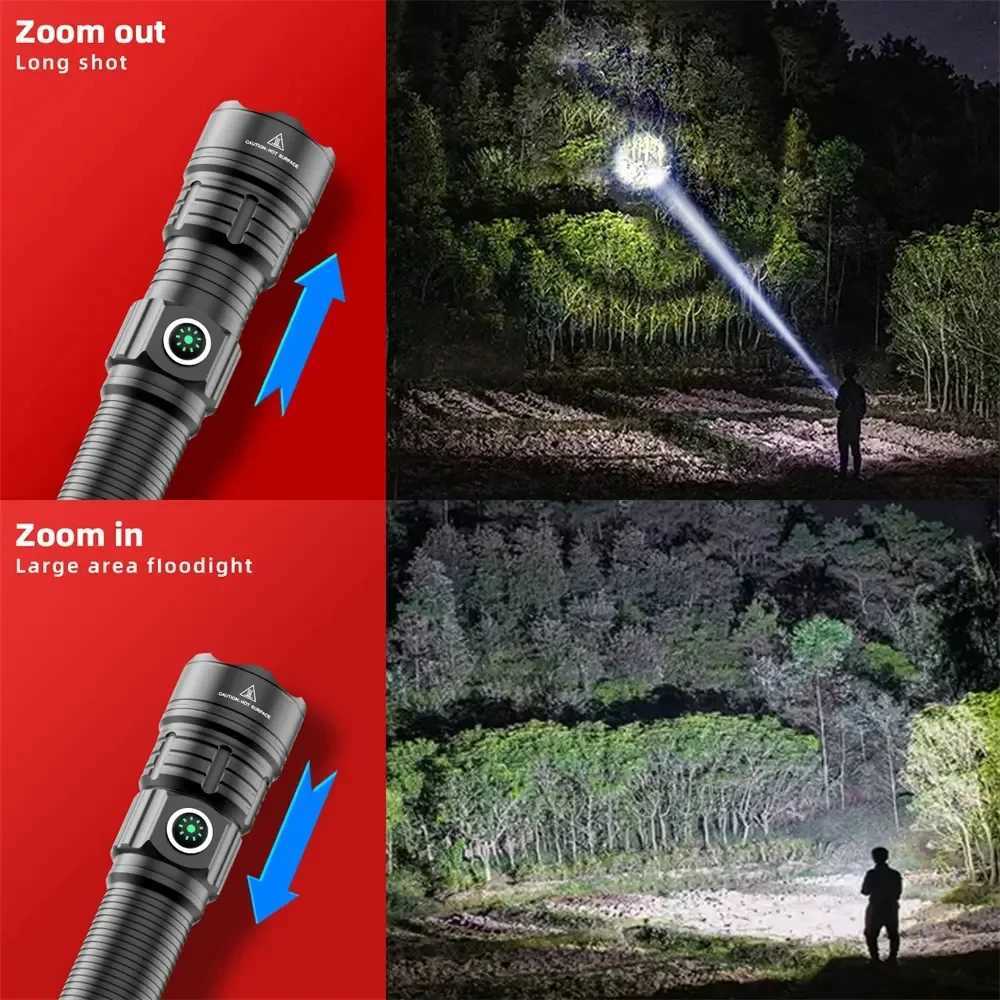LED Flashlight Tactical Night Scout Hunting Lights Set Long-Shot Powerful Type-C Rechargeable Outdoor Waterproof TorchW241227