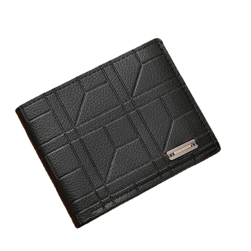 New men's short wallet, youth fashion plaid horizontal soft leather clip, large capacity, multi slot wallet swissmilitary