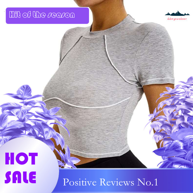 Ddmyoutdoor China Domestic Mermaid Curve Color Split Vigor Sports Top Cool Soft High Elastic Tight Short Sleeve Gym Tops Women