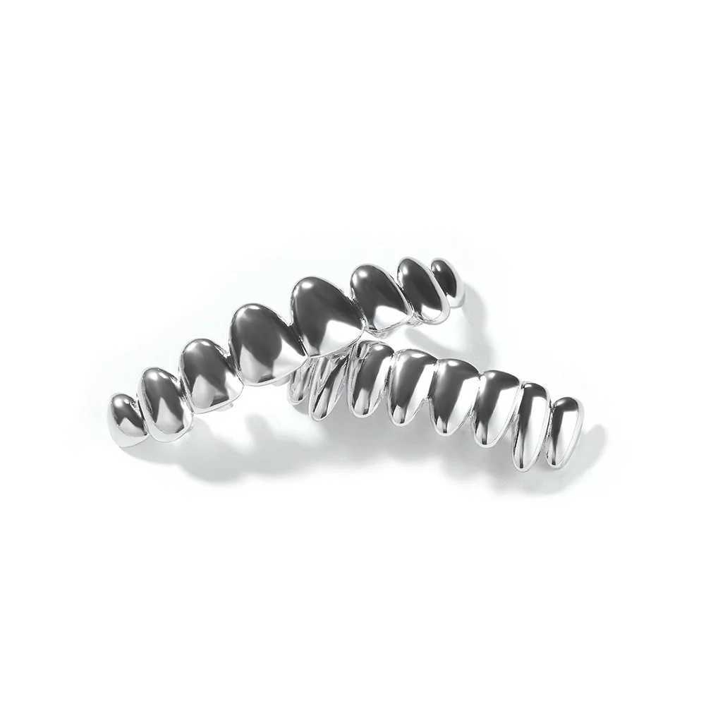 New Smooth Surface Shape Iced Out Teeth Grillz Hip Hop Top Bottom Grills Dental Mouth Punk Teeth Caps Cosplay Party TG121XJ250114