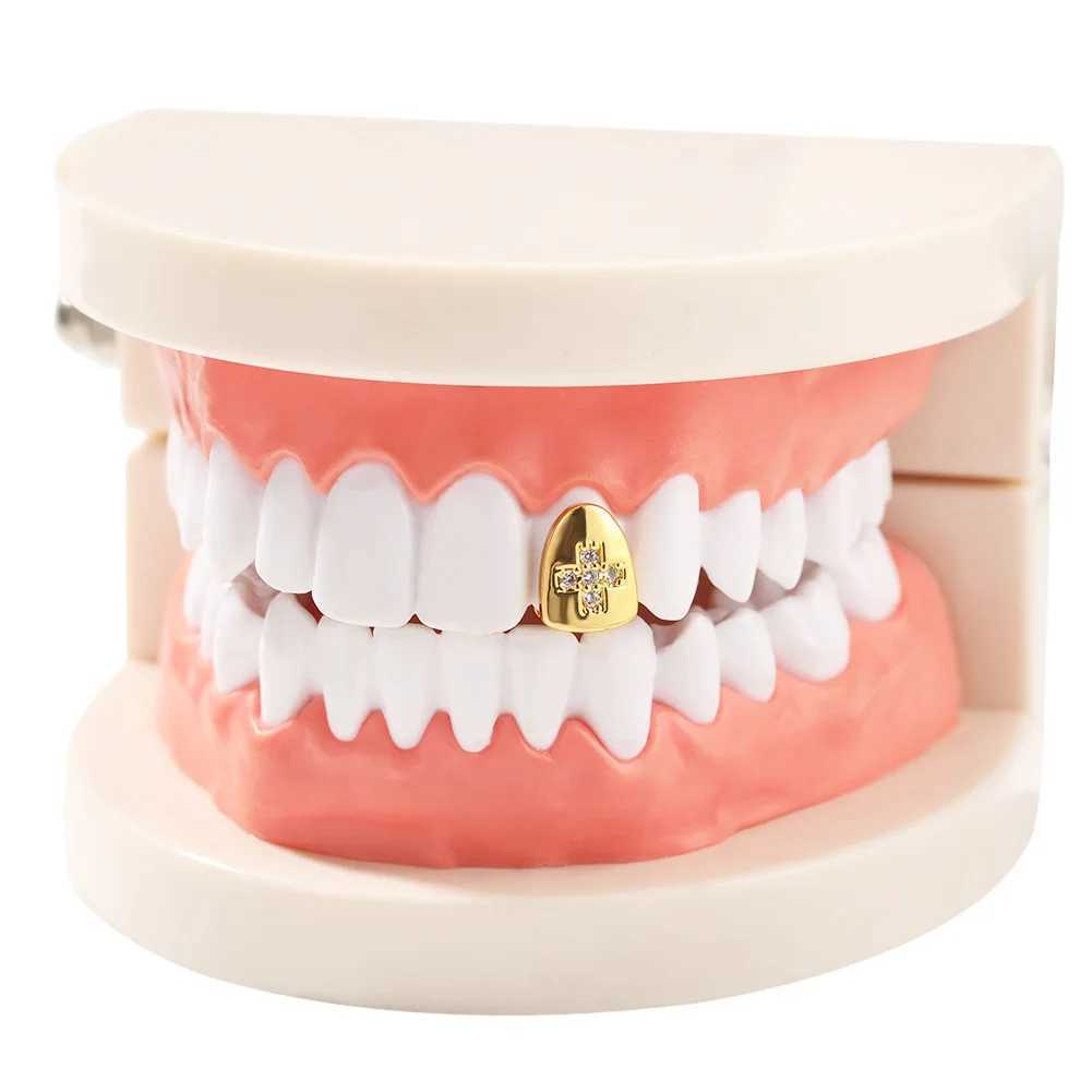 1 PC Teeth Iced Out Teeth Grillz Hip Hop 8/8 Top Bottom Grills Dental Mouth Punk Teeth Caps Cosplay Party TG097XJ250114