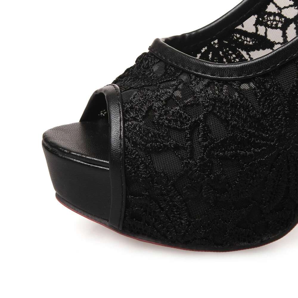 Lace Wedding Woman Peep Toe Platform Heels Summer Pumps Women Shoes High Heel Sandals Tacones Mujer