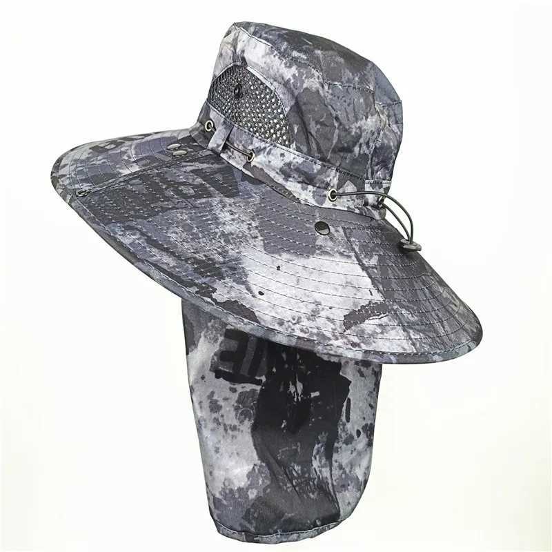 Sunshade hat Breathab Sun protection Mens summer Anti UV fishing hat Big edge face Covering Mosquito proof Fisherman Sun hatXJ250116