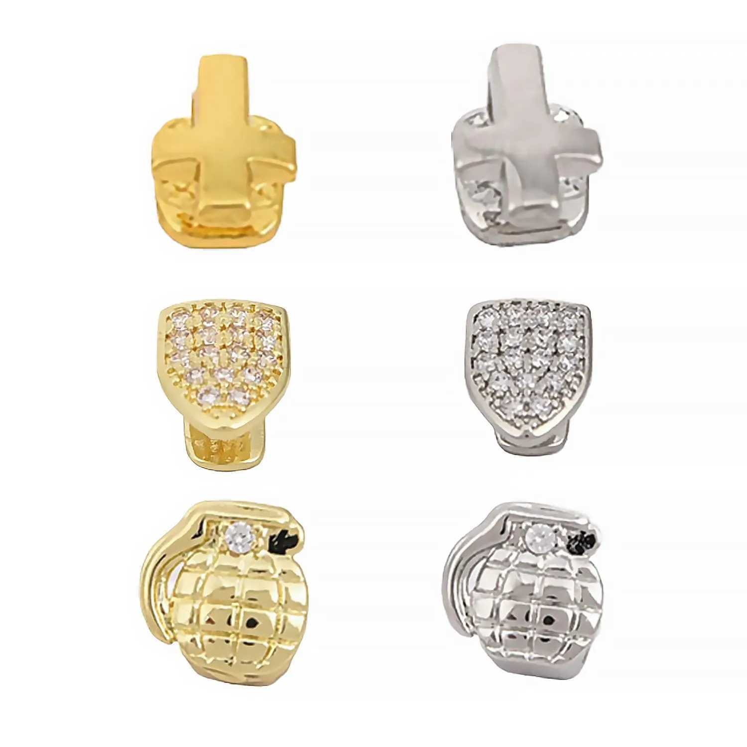 6PCS/Set Hip Hop Teeth Grillz Fashion Rhinestones Gold Silver Color Removable Grills Dental Mouth Punk Teeth Caps Party JewelryXJ250114