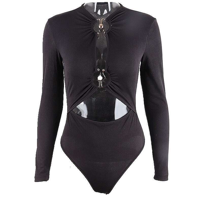 European and American winter hot selg sexy metal slim fit design sense base jumpsuit women's new casual fashion trend clothing