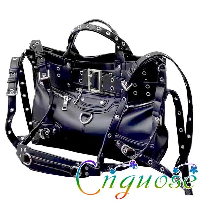 2024 Large Capacity Tote Motorcycle Bag For Women Punk Rivet Strap Handbag Locomotive Men's Women's Neutral Bag