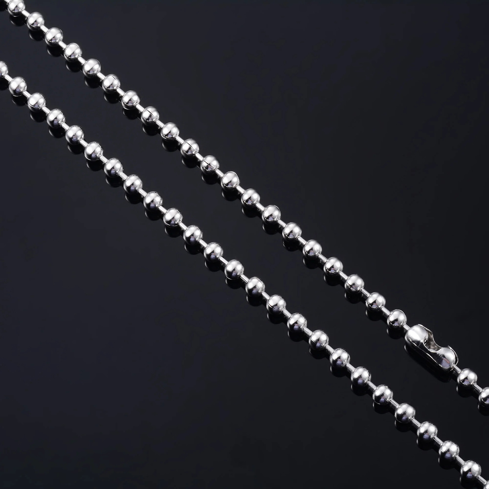 Round Bead Chain on the Neck Rolo Ball Necklace Stainless Steel Jewelry Accessories for Women Men Waterproof Choker Silver Color 250114