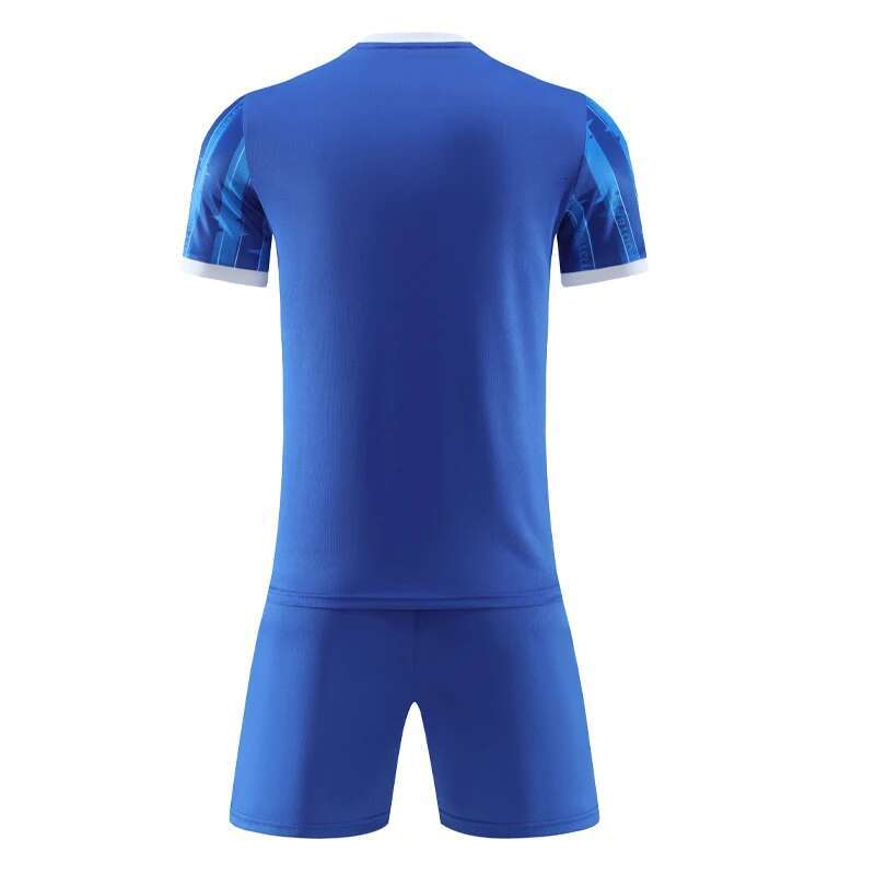 Ddmyoutdoor China Domestic Soccer Uniform Set Men Stripes Print Breathable Jersey Shorts Team Training Suit Outdoor Sport Gym Summer Running Tracksuit