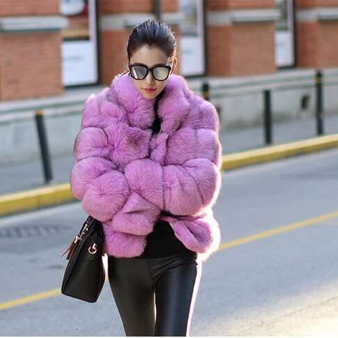Women Faux Fur Fox Short Coat Jackets Autumn Winter Jacket Furry Outerwear Elegant Splice Thick Warm Coffe Coats