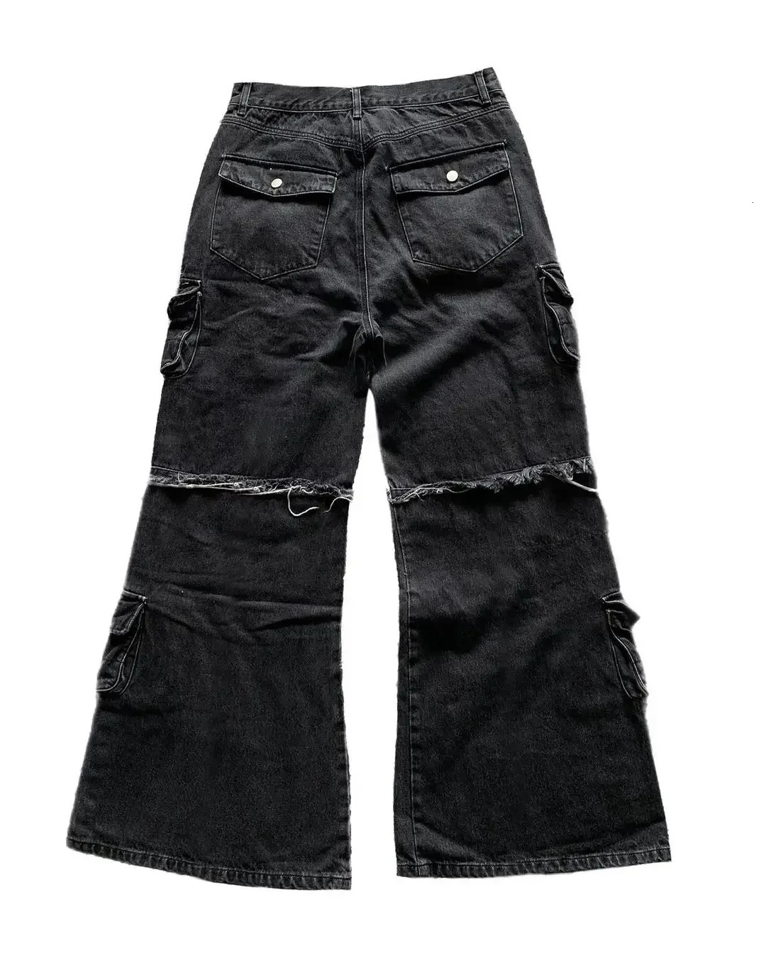 Trendy Retro Multi-pocket Heavy-duty Baggy Jeans Men Women Gothic Hip-hop Distressed Washed Jeans Y2K Harajuku Wide-leg Pants 250109