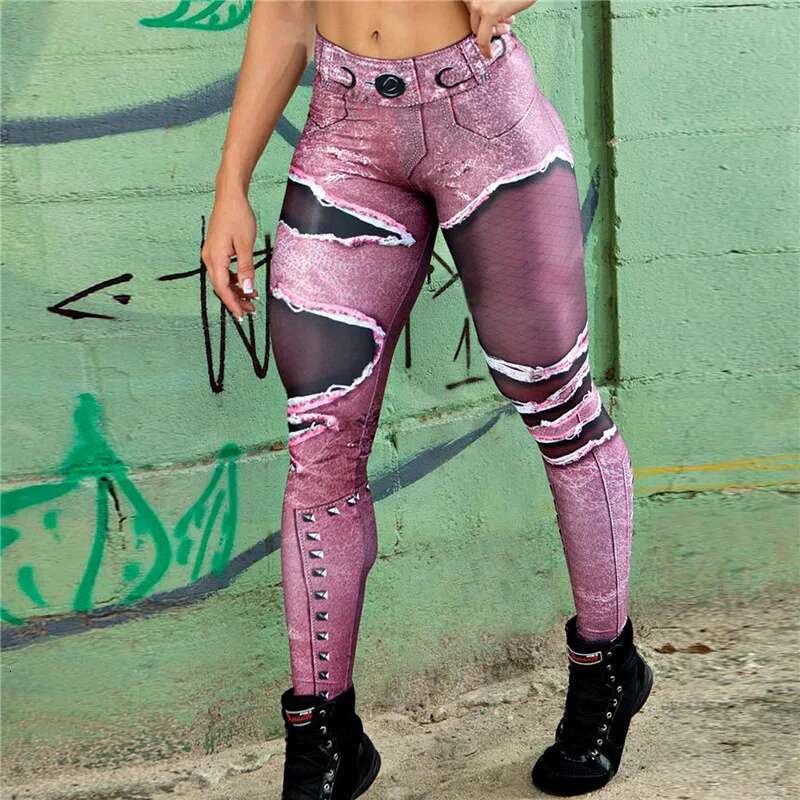 Ddmyoutdoor China Domestic High Waist Denim Yoga Leggings Push Up Jeans Sports Pants Gym Tights Running Tummy Control Workout Pencil Trousers Sportswe