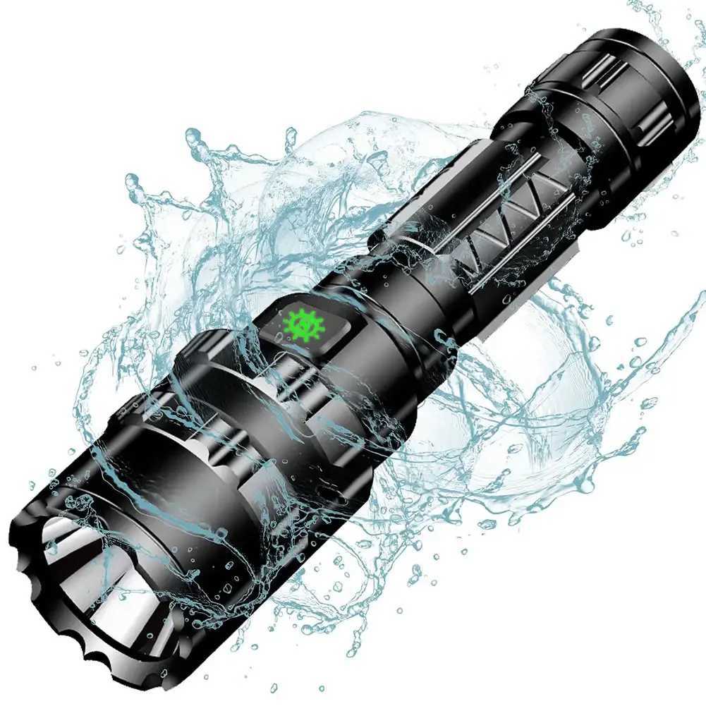 600 lumens tactical flashlight USB rechargeable flashlight waterproof hunting light with clip on hunting gun accessoriesW241227