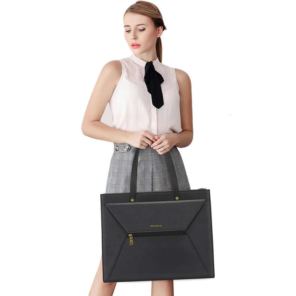 Laptop 15.6 inch PU Leather Tote Bag For Book Air Pro HP Notebook Shoulder Handbag Women Casual Work Briefcase