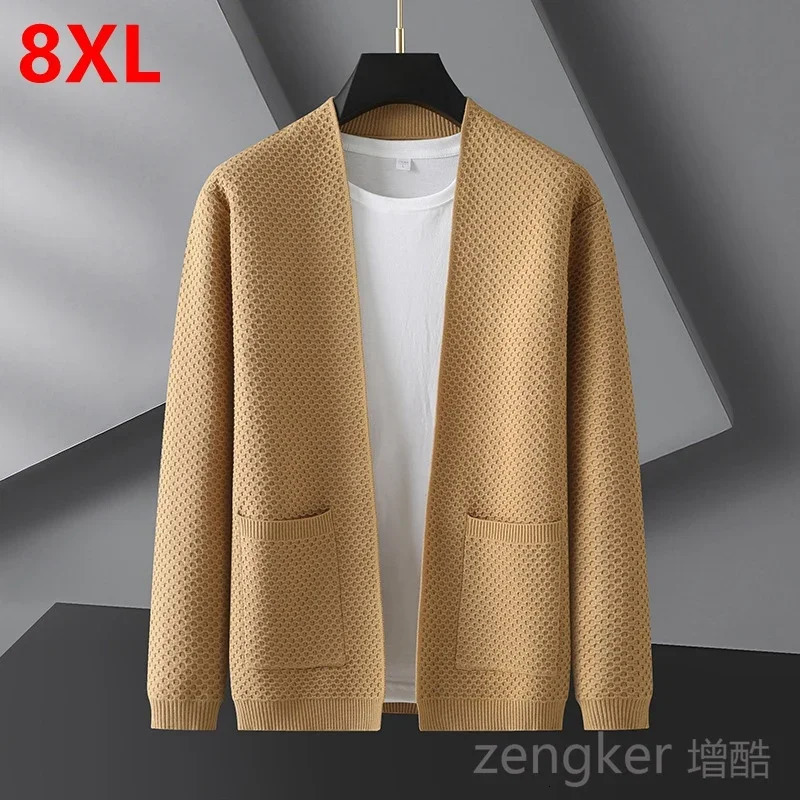 Autumn plus size mens knitted cardigan jumper jacket cape tops 8XL 7XL sweater for men clothing 250113