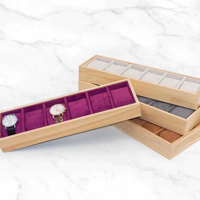 Solid Wood Watch Storage Box High Appearance Level Flannelette Table Display Tray Bracelet Watch Multi-grid Column 250117