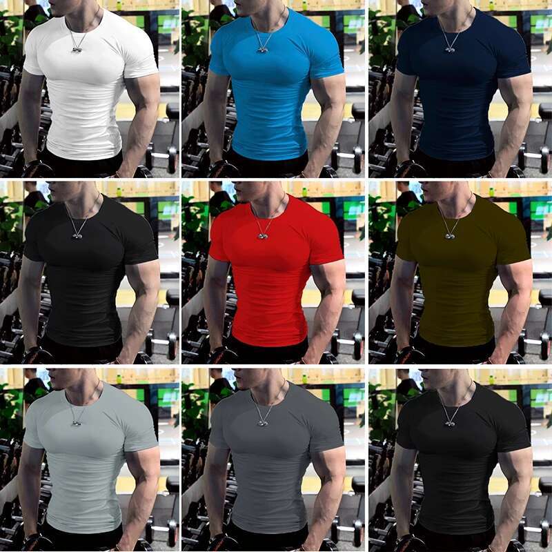 Ddmyoutdoor China Domestic Summer Compression Gym T Men Bodybuilding Fiess Shirt Short Sleeve Running Football Tshirts Sport Top Man Soccer Clothes