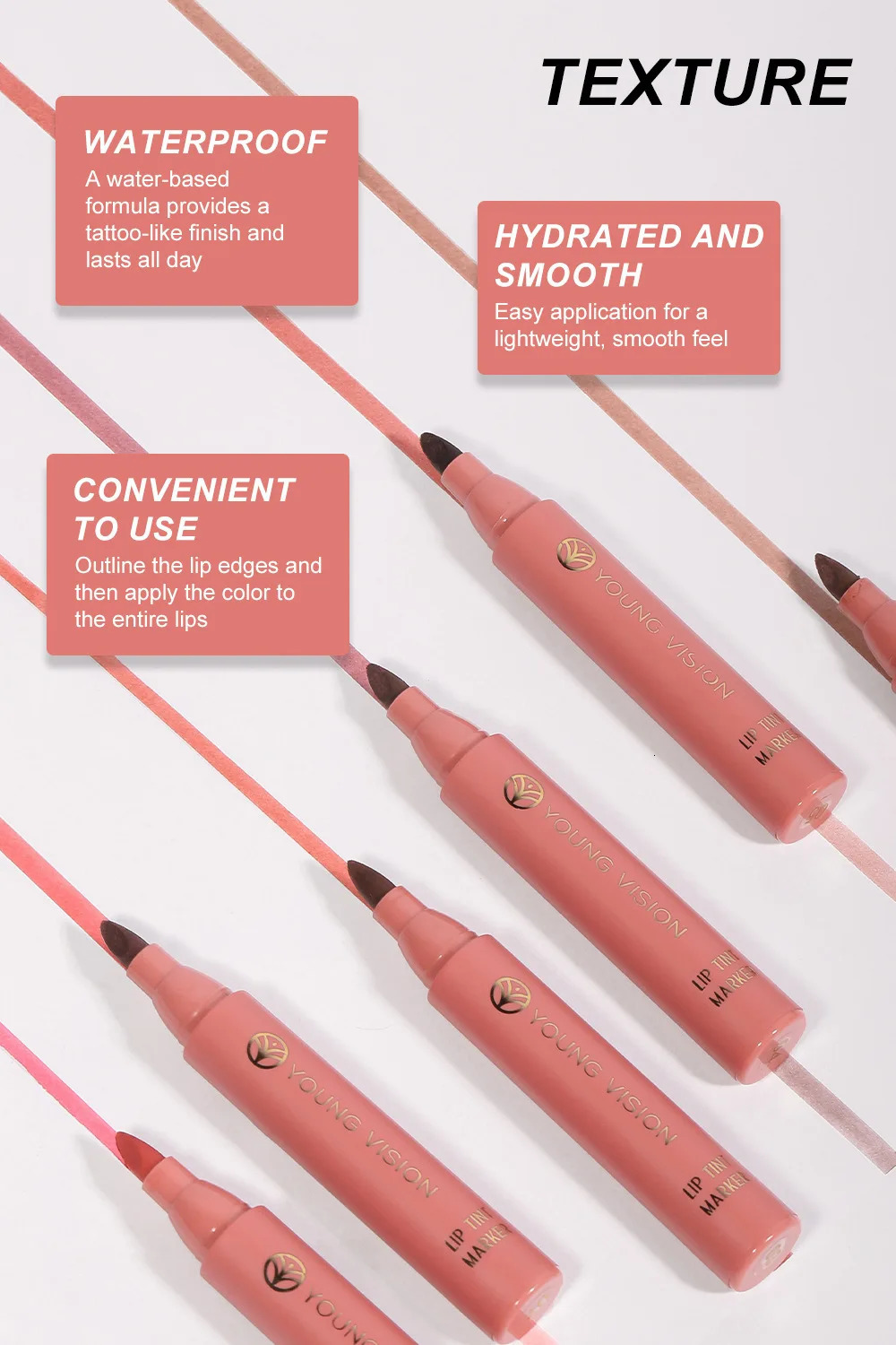 YOUNG VISION Lip Tint Marker Liquid lipstick 3pcs set Nude Matte Shades Lip Liner and Stick 2-in-1 Long Wearing and Waterproof 250108