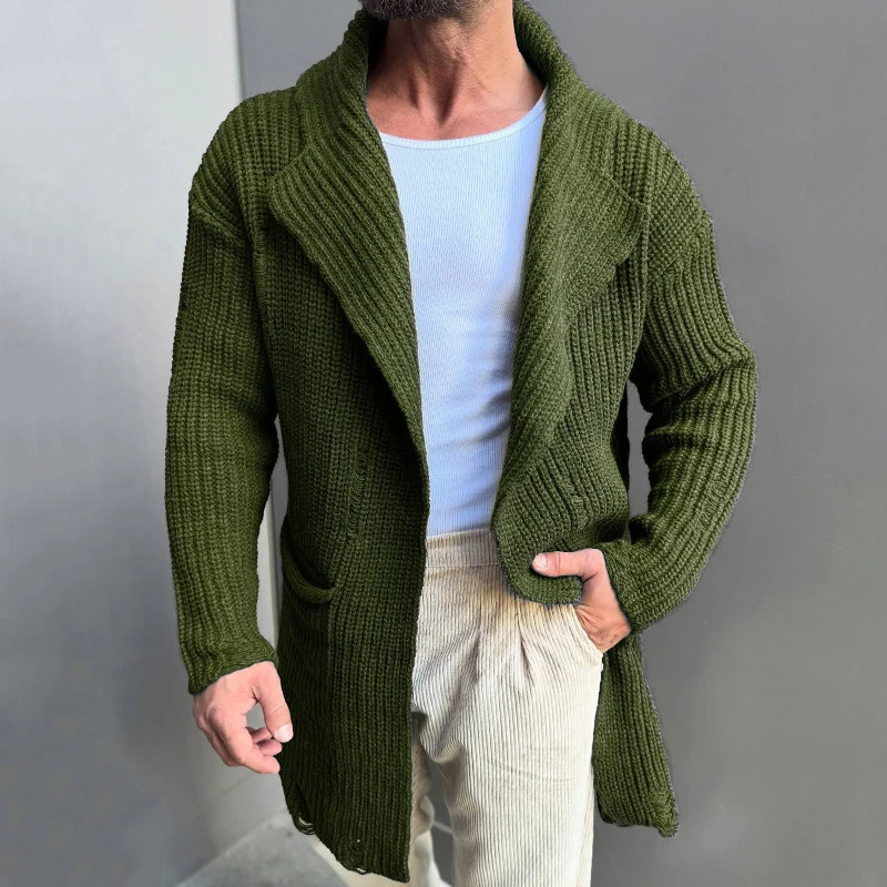 Casual Mens Knitting Cardigan Jackets 2025 Spring Fall Stylish Lapel Pockets Sweatercoats For Men Clothes Knitted Sweater Jacket 250113