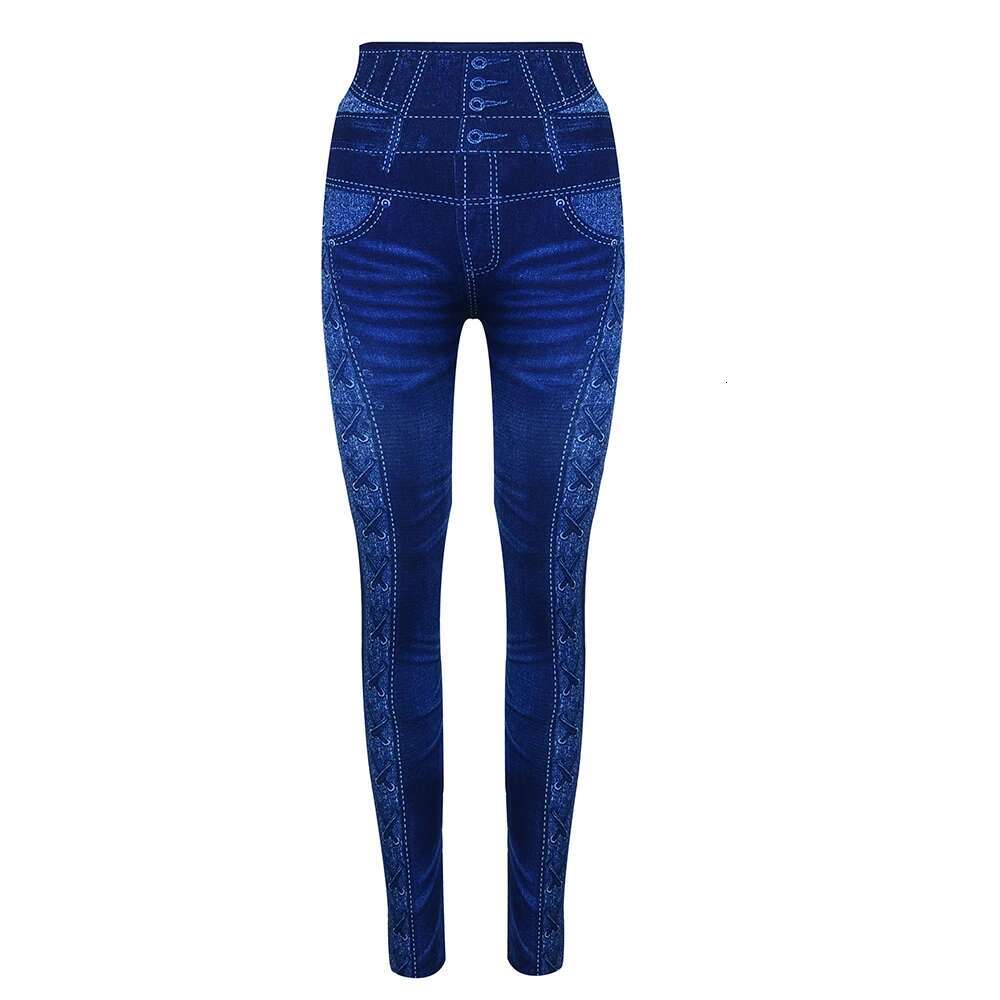 M XXL Faux Denim Leggings For Women Clothing For 2024 Summer High Waist Jeans Oversized Basics Pants Female Casual Slim Trousers