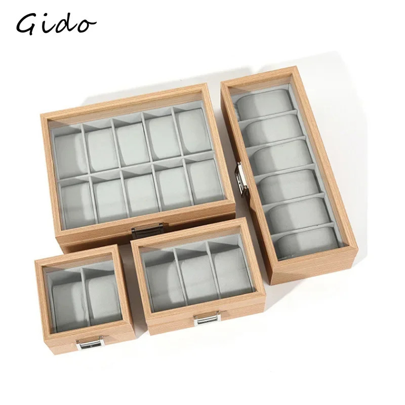 Wooden Watch Box for Exhibitors Jewelry Store Clock Watches Display Case Organizer Festival Party Gift 2/3/6/10/12 Slots 250117