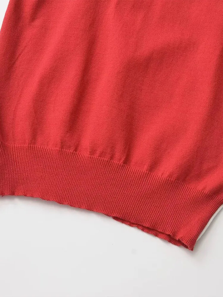 Summer Fashion Womens All-match Casual Multi-color Contrast Trim Plain Tops 250115