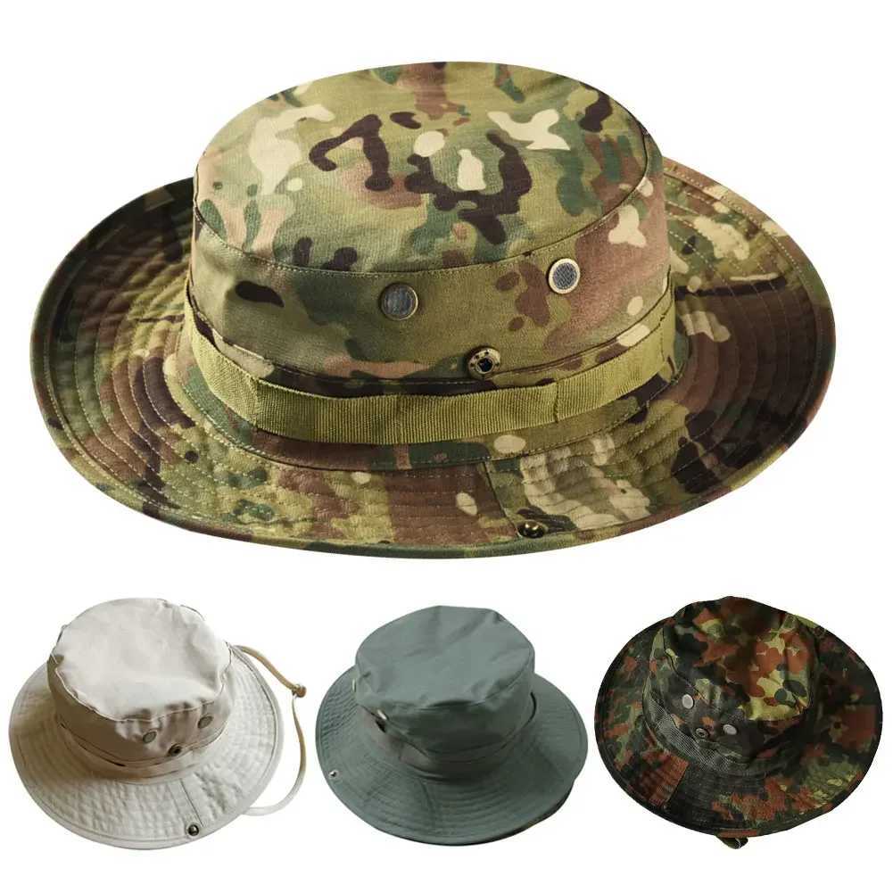 Men Hunting Hiking Outdoor Camo Sun s Camouflage Hat Tactical US Bucket Hats Panama SummerXJ250116