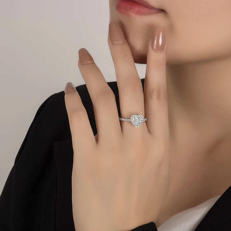 PERMANY 1CT Heart Cut Ring for Women S925 Pure Silver Engagement Eternal Diamond Jewelry 250110