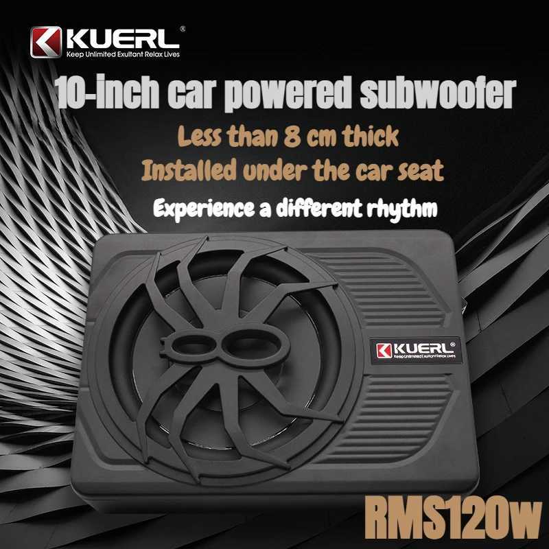 Car Audio RMS 120w Car Audio System 10-inch Powered Subwoofer Body Pure Bass and Under-seat Mounting of Ultra-slim Subwoofer Speakers H250118