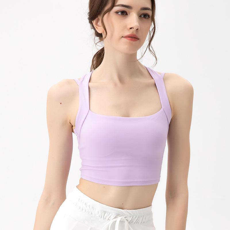 Naked women's new sports bra with shock-absorbing wide shoulder straps to cover the accessory breast quick drying slim fit waist fitness yoga ves