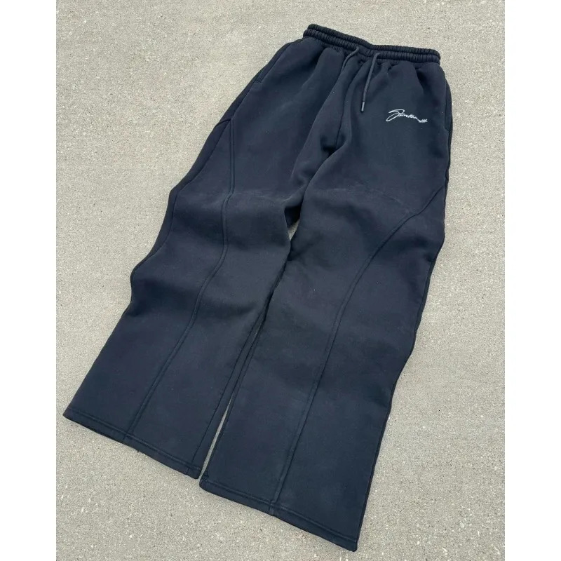 American retro fashion street Harajuku couple oversized sports casual sweatpants aesthetic versatile straight wide leg pants men 250113