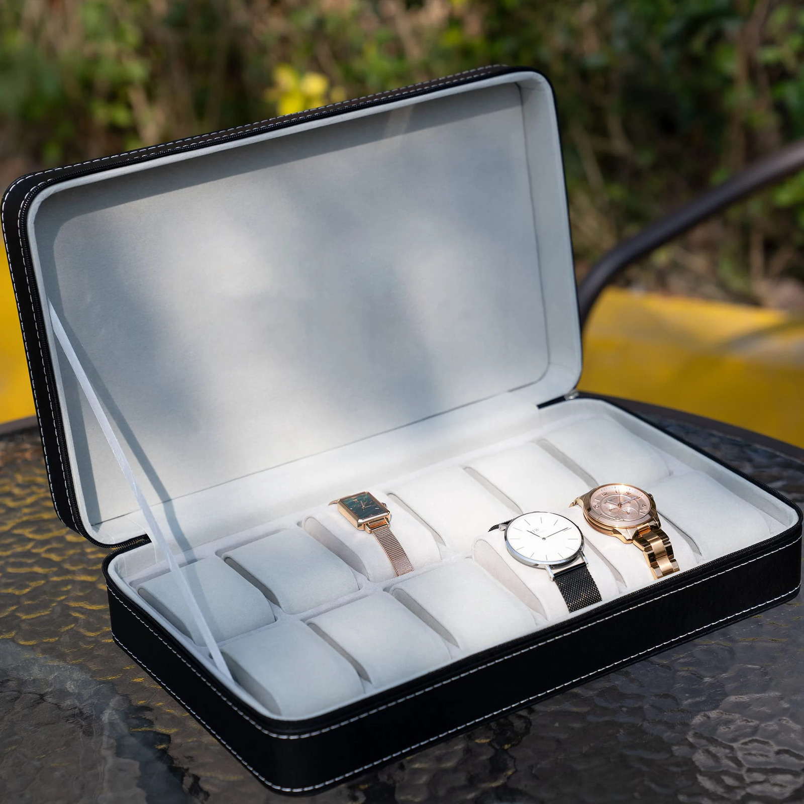 12/10/6 Slot Watch Organizer Box Zippered Travel Case PU Leather Watch Storage Box Watch Collection Display Holder 250117