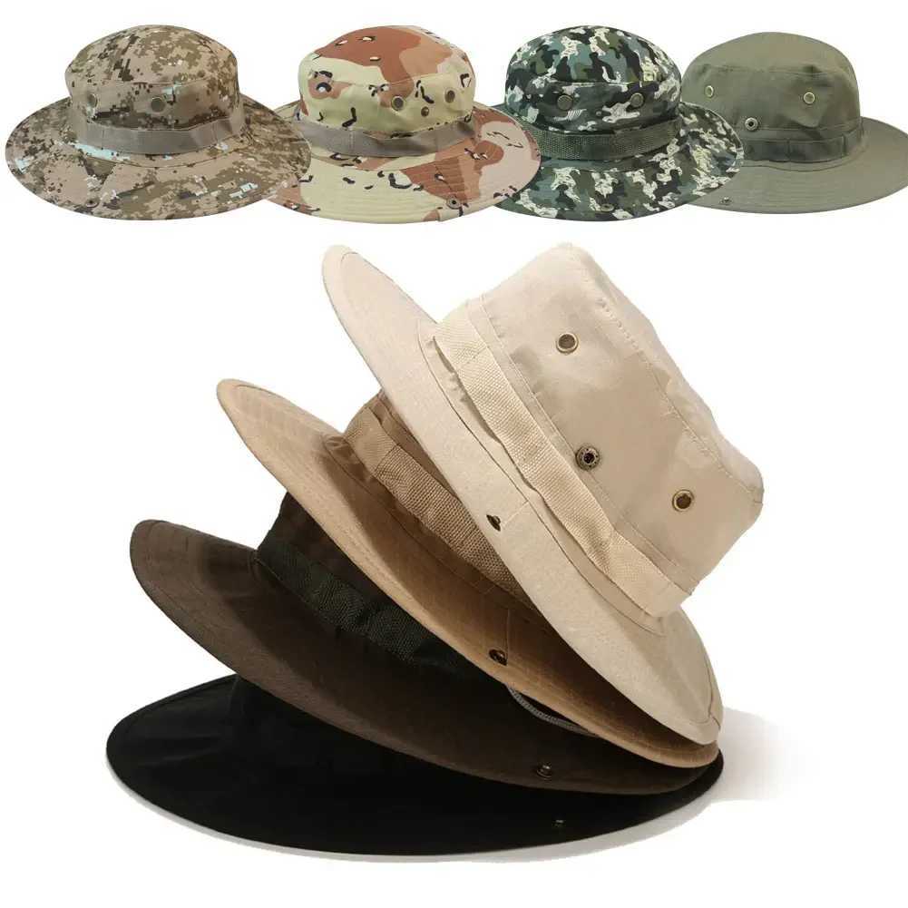 New Tactical Camouflage Boonie Hat Men US Bucket Hats Hunting Hiking Outdoor Camo Sun s Panama Summer Hiking SportsXJ250116