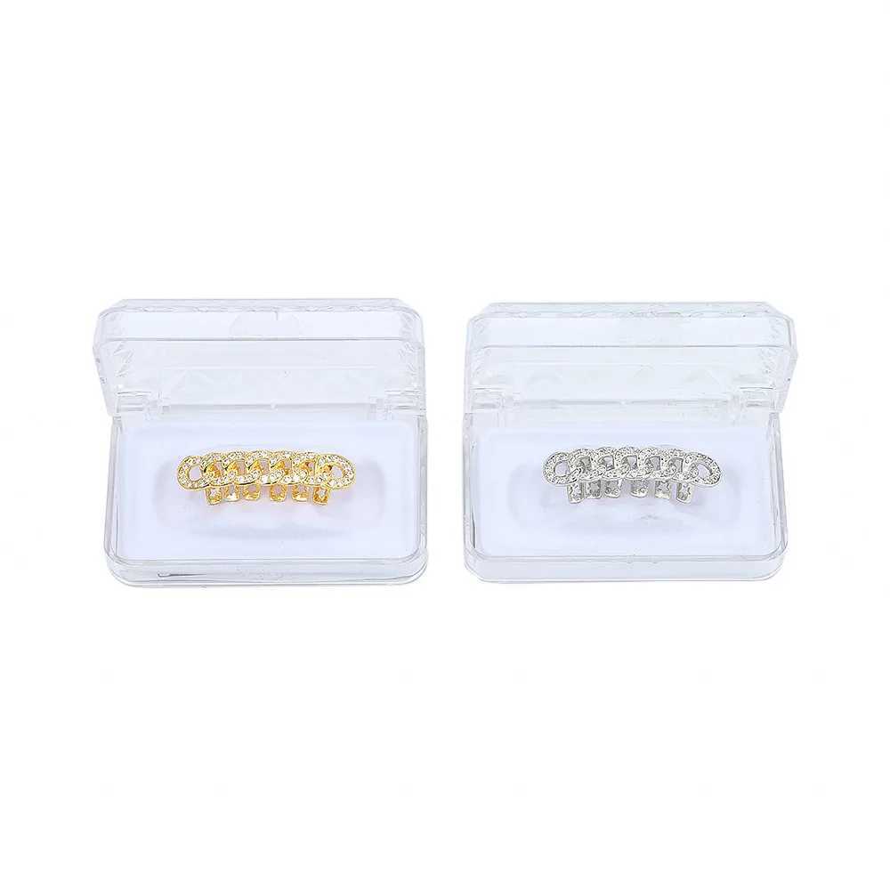 1PC CZ Teeth Grillz Caps Cubic Zirconia Iced Out Micro Pave Top Bottom Charm Grills For Men Women Rapper Jewelry GiftXJ250114