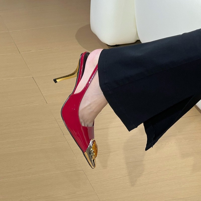 Women Dress Shoes Fashion High Heel Design Sense Pointed Toe Sexy Style Versatile Triple hot Black Red Free shipping