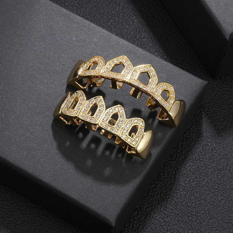 Teeth Grillz Set Iced Out Bling Grillz Caps Cubic Zircon Micro Pave Top Bottom Charm Grills For Men Women JewelryXJ250114