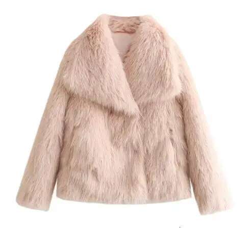 Fluffy Faux Fur Jacket Coat Women Oversize Long Sleeve Lapel Plush Overcoat 2024 Winter Chic Lady Thicken Warm Outwear