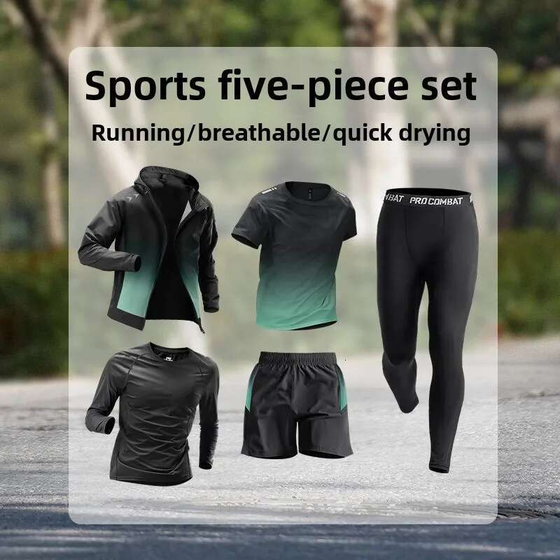 Sports Suit Quick-Dry Running Training Fiess Wear Fall Winter Morning Runs Track Field Equipment Men's Sportswear Set