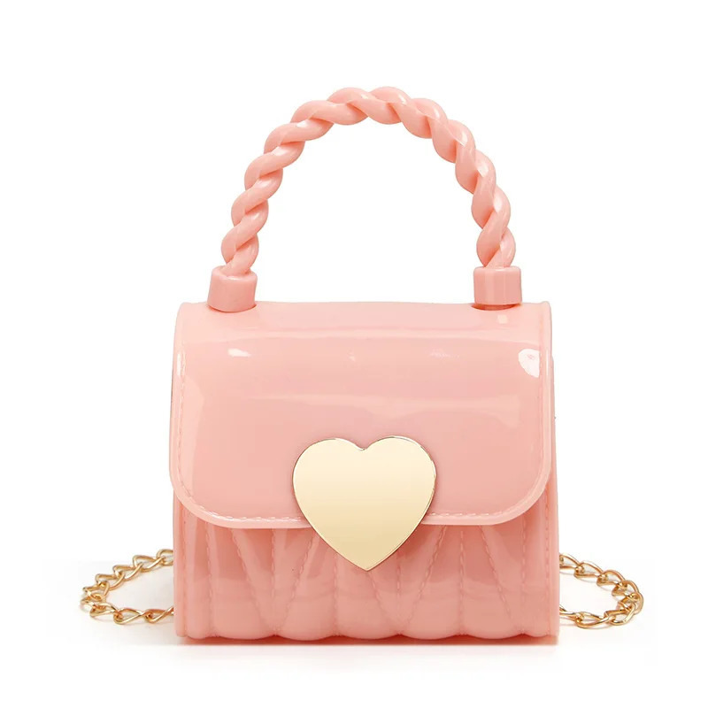 Kids PVC Crossbody Coin Purse Child Fashion Mini Handbags Lovely Heart Pattern Decoration Handbag Small Chain Jelly Bag For Girl 250114