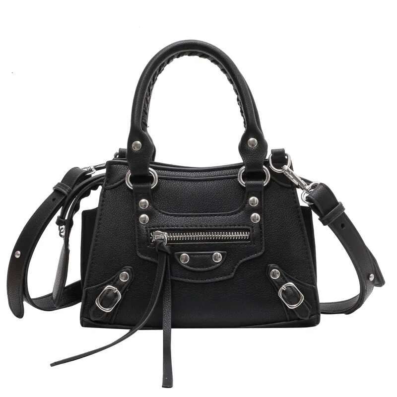 Moto Styg Crossbody Women 2025 New Trend Fashion Chic Rivet Shoulder Bag High Quality Black Faux Leather Designer Handbag