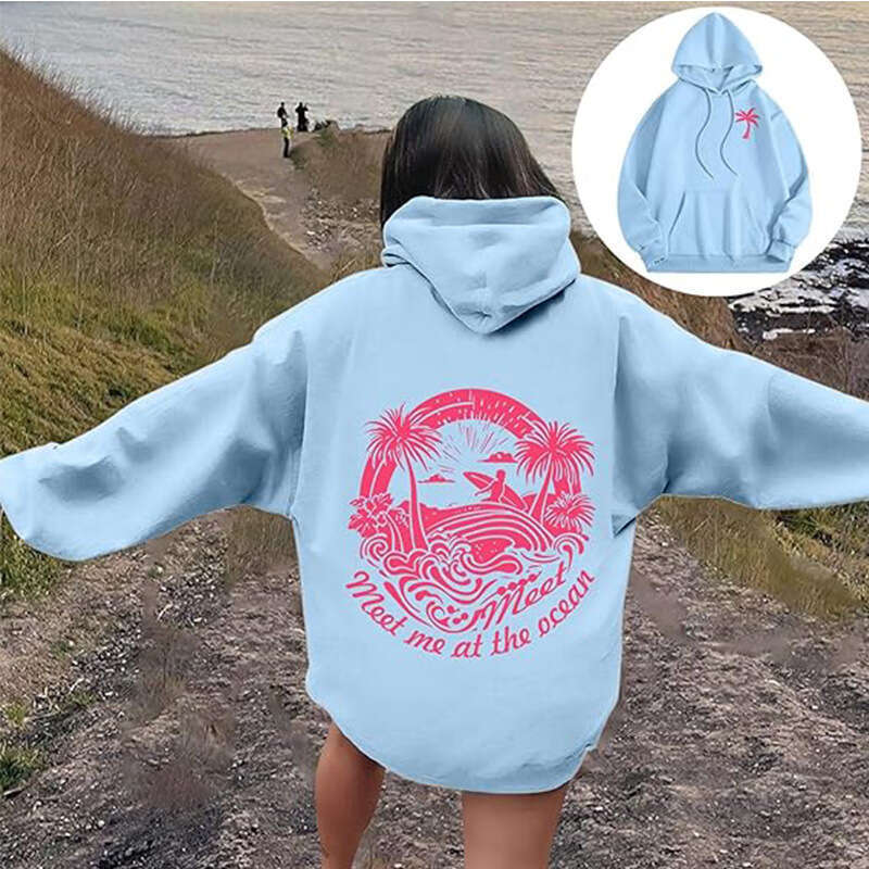 Ladies' Cute College Style Hoodie Dropped Shoulders, Long Sleeve Drawstring Hoodie, Top with Pocket