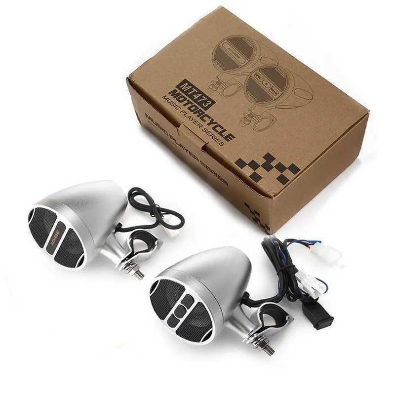 Car Audio Motorcycle Bluetooth-Compatible Speaker Waterproof 12V MP3 Music Player FM Radio USB Stereo For 7/8-1.25 Handlebar MT473/MT487 H250118
