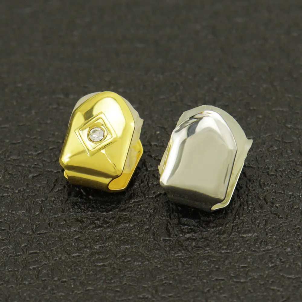 1pc Single Hip Hop Teeth Grillz Gold Plated Dental Grills Rock Tooth Grillz Caps Crystal Teeth Caps Halloween Vampire Tooth GiftXJ250114