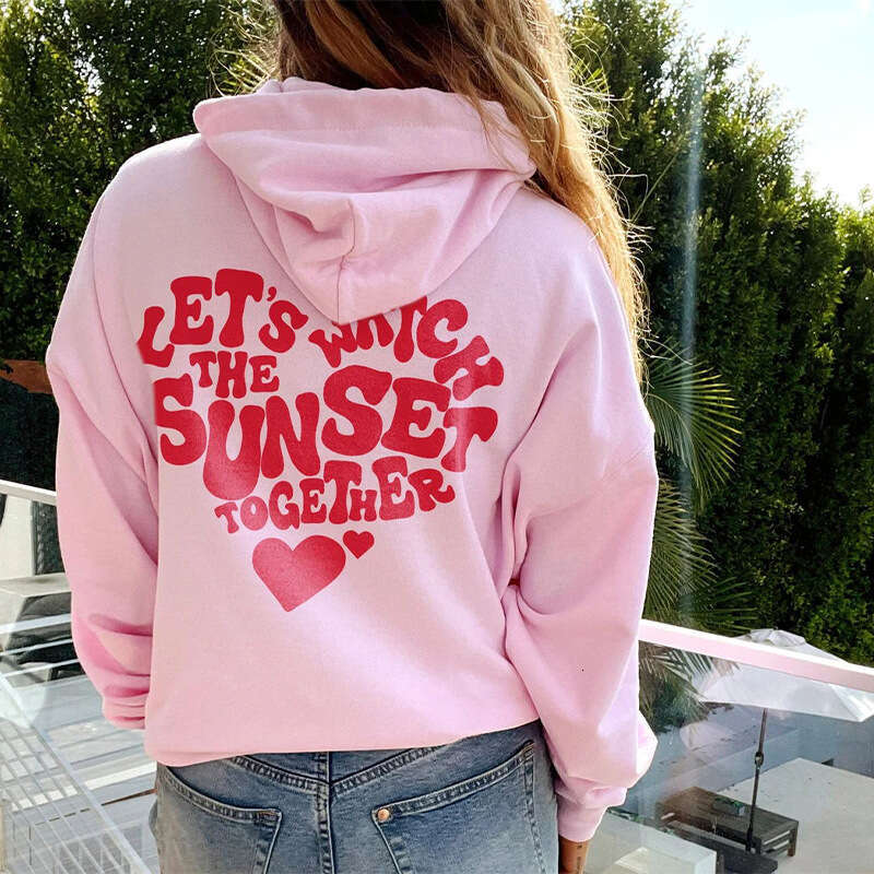 New fleece women's letter slogan printed with drawstring off shoulder sleeves hooded sweatshirt