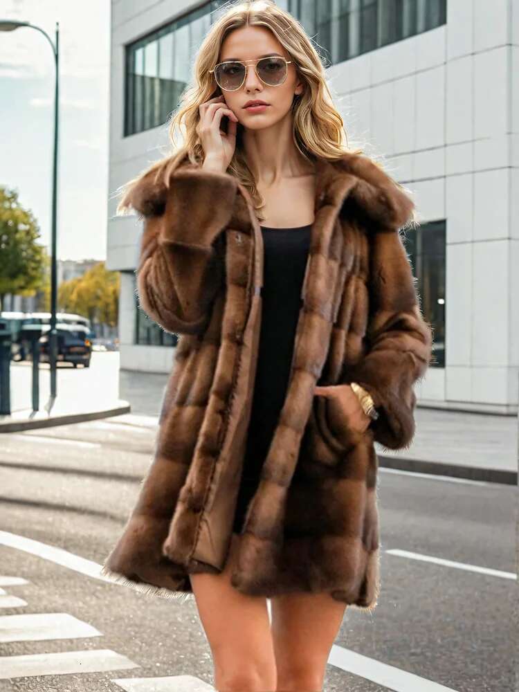DEAT Fashion Women's Faux Coat Hooded Covered Button Loose Thick Warm Imitation Mink Fur Jacket Winter 2024 New Tide 7Ab5406
