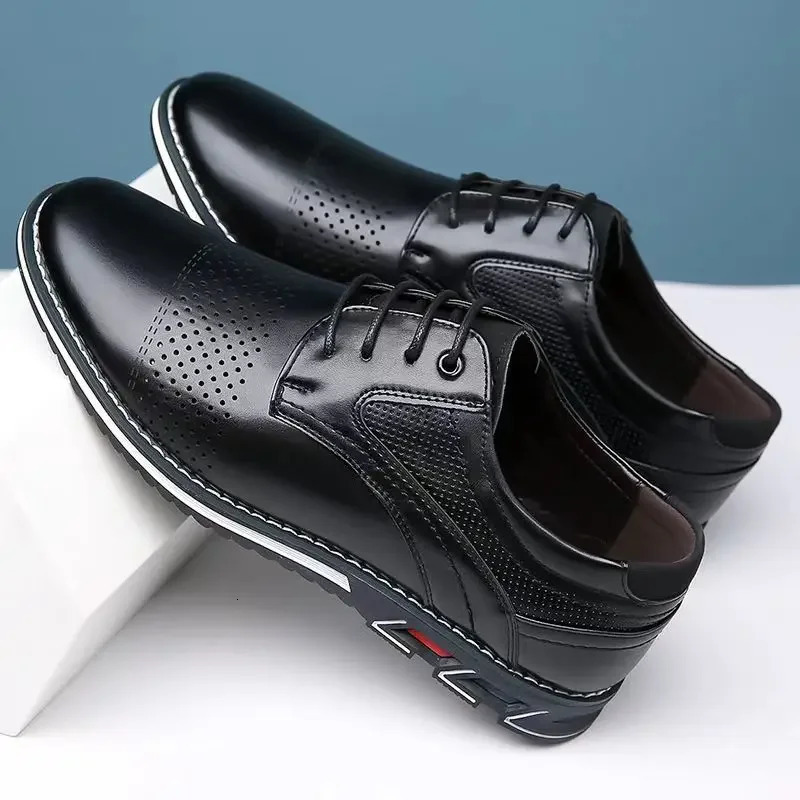 Fashion Black Dress Shoes Mens Business Leather Oxford Social Prom Casual Footwear Big Size 48 49 50 51 52 53 250116X