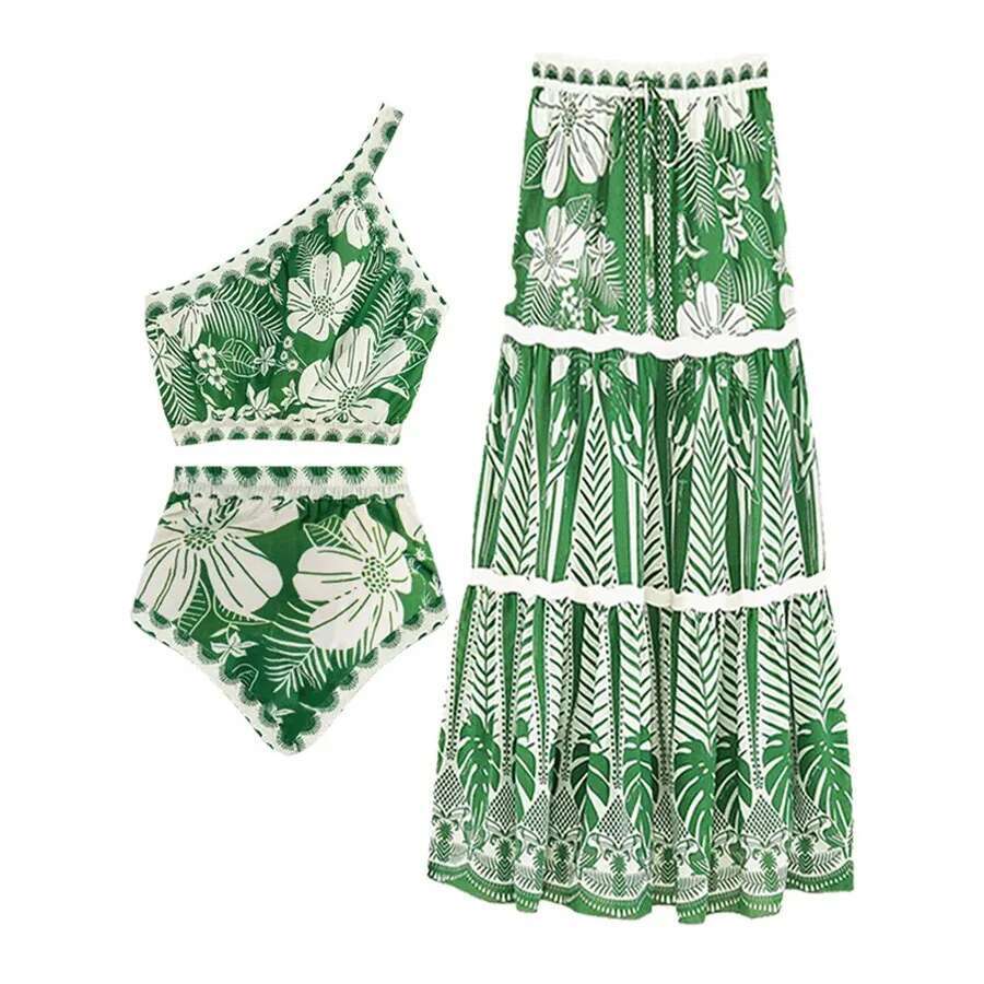 2025 New Arrival Push Bikini Set High Waist Swimwear Women Beach Wear Wrap Skirt Swimsuit Cover Up Sexy Sarong Plage