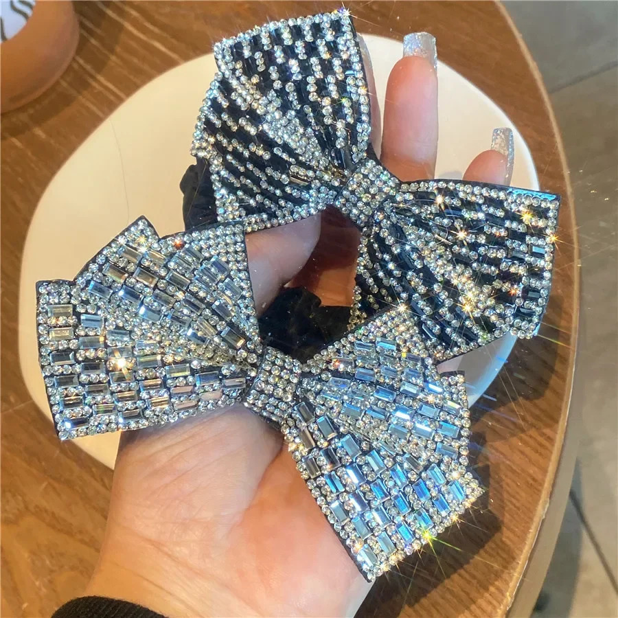 Light y Fragrant Diamond Sparkling Bow Hair Loop Half Tie Rope Womens High Ponytail Headrope Accessories 250118