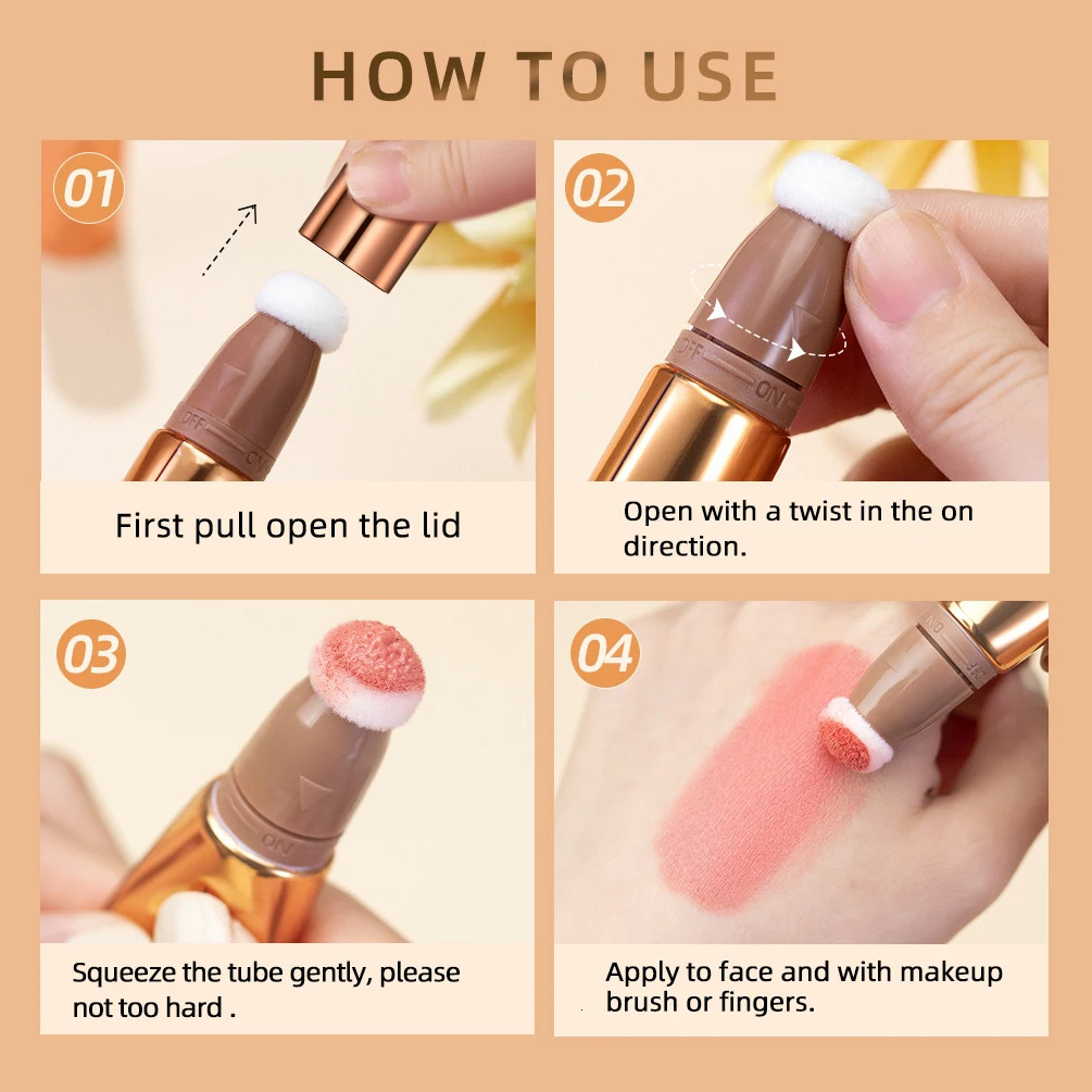 QI Cream Bronzer Contour Blusher Beauty Wand Highlighter Blush With Cushion Liquid Face Bronzer Wand Stick Applicator Makeup 250110